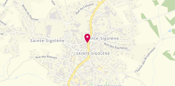 Plan de Les Opticiens Mutualistes Ste Sigolene, 2 Place General Leclerc, 43600 Sainte-Sigolène